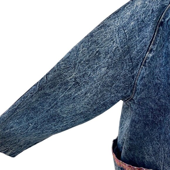 James West American Made Vintage Coat Size Medium HandPainted Acid Washed Denim - Picture 12 of 16